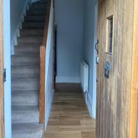 blue hallway and stairs